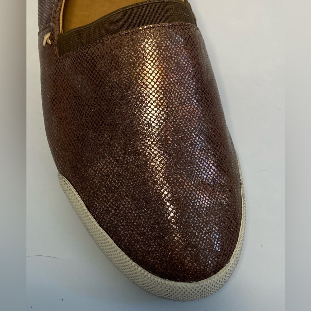 Frye Melanie Multi-Metallic Lizard Foil-Embossed Leather Slip-On Sneaker - Picture 3 of 13